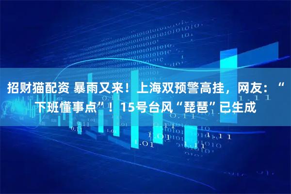 招财猫配资 暴雨又来！上海双预警高挂，网友：“下班懂事点”！15号台风“琵琶”已生成